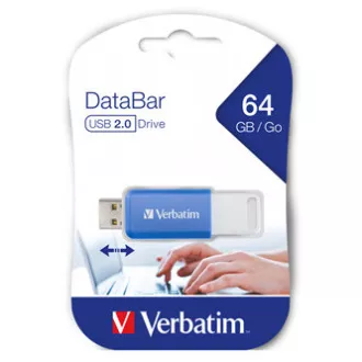 Unitate flash USB Verbatim, USB 2.0, 64 GB, DataBar, albastru, 49455, pentru arhivarea datelor