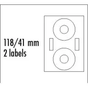 Etichetă CD logo 118/41mm, A4, mat, alb, 2 etichete, 2 benzi, 140g/m2, ambalat 25 buc, pentru imprimante cu jet de cerneală și laser