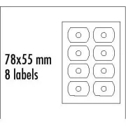 Etichetă CD logo 78mm x 55mm, A4, mat, alb, 8 etichete, card CD-R, 140g/m2, pachet de 25, pentru imprimare cu jet de cerneală și laser
