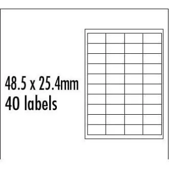 Etichete cu logo 48,5 mm x 25,4 mm, A4, mate, albastre, 40 etichete, pachet de 10, pentru imprimante cu jet de cerneală și laser