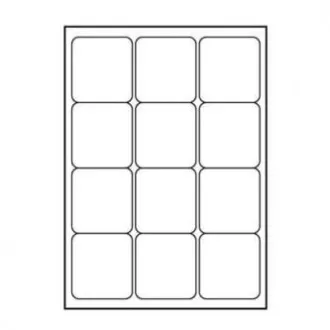 Etichete cu logo 66mm x 70mm, A4, mate, albe, 12 etichete, 140g/m2, pachet de 10, pentru imprimante cu jet de cerneală și laser