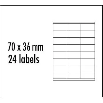 Etichete cu logo 70mm x 36mm, A4, mate, galbene, 24 de etichete, pachet de 10, pentru imprimante cu jet de cerneală și laser