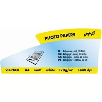 Logo 16668, hârtie foto, mată, albă, A4, 170 g/m2, 1440 dpi, 20 buc, jet de cerneală