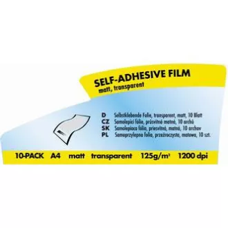 Film autoadeziv cu logo, mat, translucid, A4, 125 g/m2, 1200 dpi, 10 coli, pentru imprimante laser, L Film autoadeziv cu logo, mat, translucid, A4, 125 g/m2, 1200 dpi, 10 coli, pentru imprimante laser, L