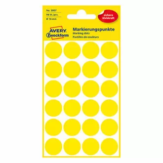 Etichete Avery Zweckform 18 mm, galbene, 24 etichete, marcare, pachet de 4, 3007, pentru descriere manuală