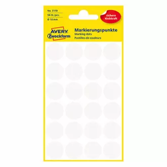Etichete Avery Zweckform 18mm, albe, 24 etichete, marcare, ambalate în 4 bucăți, 3170, pentru etichetare manuală