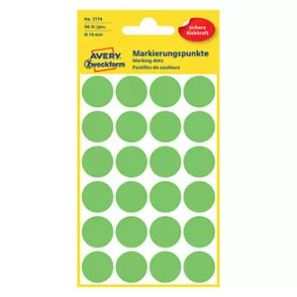 Etichete Avery Zweckform 18mm, verde neon, 24 etichete, marcare, pachet de 4, 3174, pentru descriere manuală