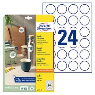 Etichete Avery Zweckform 40mm, A4, alb, 24 etichete, pachet de 10, L3415-10, pentru imprimante laser și inkjet, copiatoare Etichete Avery Zweckform 40mm, A4, alb, 24 etichete, pachet de 10, L3415-10, pentru imprimante laser și inkjet, copiatoare