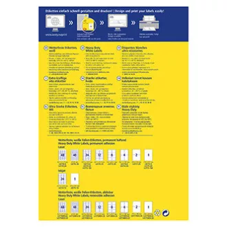 Etichete Avery Zweckform 99,1 mm x 67,7 mm, A4, mate, albe, 8 etichete, foarte rezistente, pachet de 20, L4715-20, pentru imprimante laser