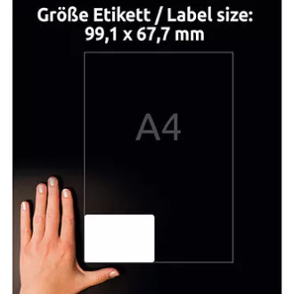 Etichete Avery Zweckform 99,1 mm x 67,7 mm, A4, mate, albe, 8 etichete, foarte rezistente, pachet de 20, L4715-20, pentru imprimante laser