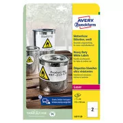 Etichete Avery Zweckform 210mm x 148mm, A4, mate, albe, 2 etichete, foarte rezistente, pachet de 20, L4717-20, pentru imprimante laser