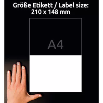 Etichete Avery Zweckform 210mm x 148mm, A4, mate, albe, 2 etichete, foarte rezistente, pachet de 20, L4717-20, pentru imprimante laser Etichete Avery Zweckform 210mm x 148mm, A4, mate, albe, 2 etichete, foarte rezistente, pachet de 20, L4717-20, pentru imprimante laser