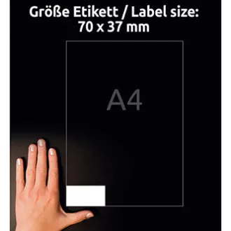 Etichete Avery Zweckform 70mm x 37mm, A4, mate, albe, 24 etichete, foarte rezistente, pachet de 20, L4718-20, pentru imprimante laser Etichete Avery Zweckform 70mm x 37mm, A4, mate, albe, 24 etichete, foarte rezistente, pachet de 20, L4718-20, pentru imprimante laser