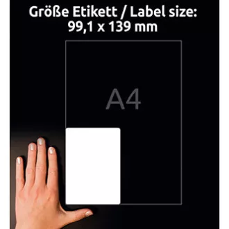 Etichete Avery Zweckform 99.1mm x 139mm, A4, mate, albe, 4 etichete, foarte rezistente, pachet de 20, L4774-20, pentru imprimanta laser Etichete Avery Zweckform 99.1mm x 139mm, A4, mate, albe, 4 etichete, foarte rezistente, pachet de 20, L4774-20, pentru imprimanta laser