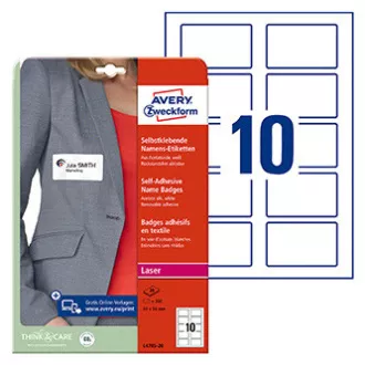 Etichete Avery Zweckform 80mm x 50mm, A4, albe, 10 etichete, autoadezive, pachet de 20, L4785-20, pentru imprimante laser