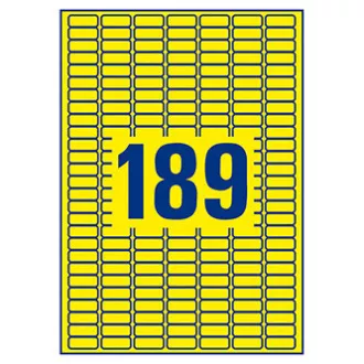 Etichete Avery Zweckform 25,4 mm x 10 mm, A4, galben, 189 etichete, mini, detașabile, ambalate în 20 de bucăți, L6037-20, pentru laser și inkjet