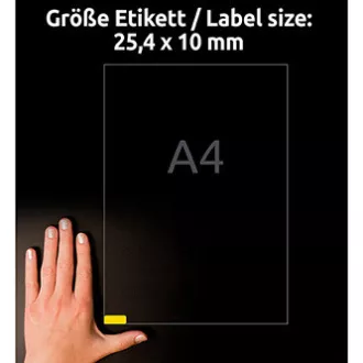 Etichete Avery Zweckform 25,4 mm x 10 mm, A4, galben, 189 etichete, mini, detașabile, ambalate în 20 de bucăți, L6037-20, pentru laser și inkjet