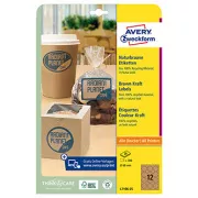 Etichete Avery Zweckform 60mm, A4, maro natural, 12 etichete, pachet de 25, L7106-25, pentru imprimante laser și inkjet, ko