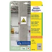 Etichete Avery Zweckform 25,4 mm x 10 mm, A4, albe, 189 etichete, cu aderență ridicată, pachet de 20, L7871-20, pentru laser și ATR