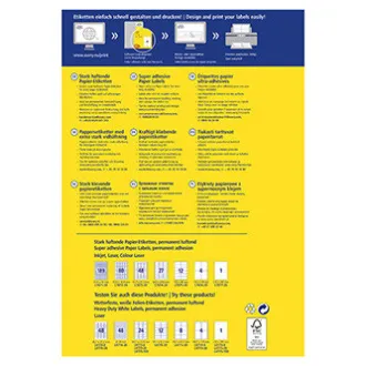 Etichete Avery Zweckform 25,4 mm x 10 mm, A4, albe, 189 etichete, cu aderență ridicată, pachet de 20, L7871-20, pentru laser și ATR Etichete Avery Zweckform 25,4 mm x 10 mm, A4, albe, 189 etichete, cu aderență ridicată, pachet de 20, L7871-20, pentru laser și ATR