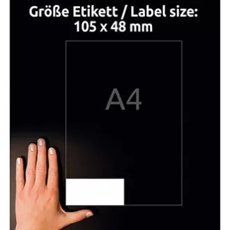 Etichete Avery Zweckform 105 mm x 48 mm, A4, alb, 12 etichete, aderență ridicată, pachet de 20, L7875-20, pentru laser și jet de cerneală Etichete Avery Zweckform 105 mm x 48 mm, A4, alb, 12 etichete, aderență ridicată, pachet de 20, L7875-20, pentru laser și jet de cerneală