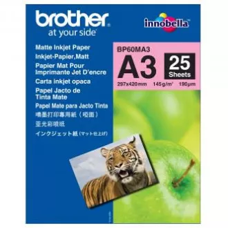 Hârtie foto mată Brother, BP60MA3, hârtie foto, mată, albă, A3, 145 g/m2, 25 buc, jet de cerneală