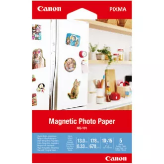 Hârtie foto magnetică Canon, MG-101, hârtie foto, lucioasă, 3634C002, albă, Canon PIXMA, 10x15cm, 4x6", 670 g/m2, 5 bucăți, nespecificat