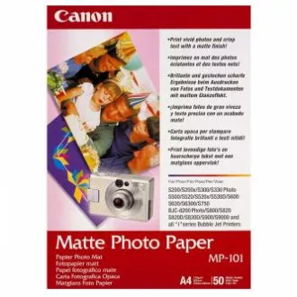 Hârtie foto Canon Matte, MP-101 A4, hârtie foto, mată, 7981A005, albă, A4, 170 g/m2, 50 buc, jet de cerneală