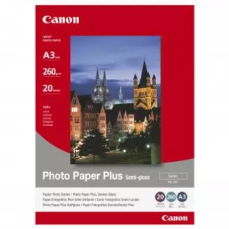 Hârtie foto Canon Plus semi-lucioasă, SG-201 A3, hârtie foto, semi-lucioasă, tip satinat 1686B026, alb, A3, 260 g/m2, 20 buc, cerneală