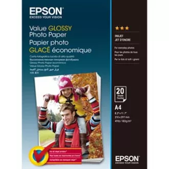 Hârtie foto lucioasă Epson Value, C13S400035, hârtie foto, lucioasă, albă, A4, 183 g/m2, 20 buc, jet de cerneală Hârtie foto lucioasă Epson Value, C13S400035, hârtie foto, lucioasă, albă, A4, 183 g/m2, 20 buc, jet de cerneală