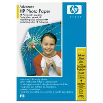 Hârtie foto lucioasă HP Advanced, Q8692A, hârtie foto, tip lucios fără margini, tip avansat alb, 10x15cm, 4x6", 250 g/m2, 100 bucăți,