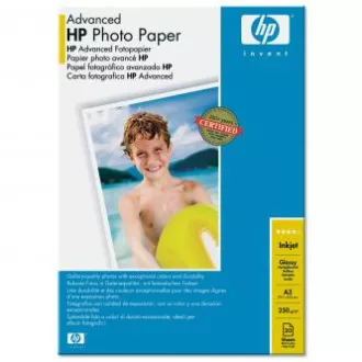 Hârtie foto lucioasă HP Advanced, Q8697A, hârtie foto, lucioasă, tip avansat alb, A3, 250 g/m2, 20 buc, jet de cerneală