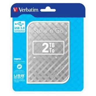 Hard disk extern Verbatim, Store N Go, 2.5", USB 3.0 (3.2 Gen 1), 2TB, 53198, argintiu