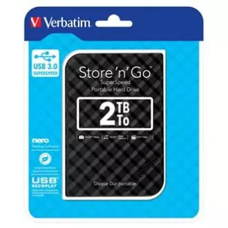 Hard disk extern Verbatim, Store N Go, 2.5", USB 3.0 (3.2 Gen 1), 2TB, 53195, negru