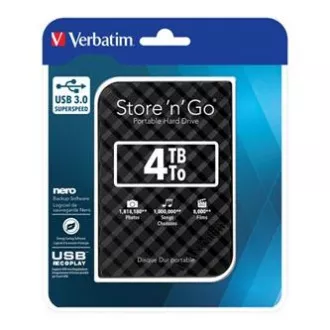 Hard disk extern Verbatim, Store N Go, 2.5", USB 3.0 (3.2 Gen 1), 4TB, 53223, negru Hard disk extern Verbatim, Store N Go, 2.5", USB 3.0 (3.2 Gen 1), 4TB, 53223, negru