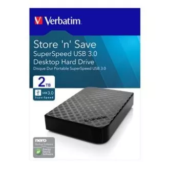 Hard disk extern Verbatim, Store N Save, 3.5", USB 3.0 (3.2 Gen 1), 2TB, 47683, Negru