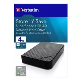 Hard disk extern Verbatim, Store N Save, 3.5", USB 3.0 (3.2 Gen 1), 4TB, 47685, Negru Hard disk extern Verbatim, Store N Save, 3.5", USB 3.0 (3.2 Gen 1), 4TB, 47685, Negru