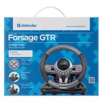 Volan Defender FORSAGE GTR, 12, USB, negru-gri, cu pedale, Windows 98/2000 / ME / XP / VISTA / 7