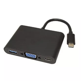 Convertor USB/Video + HUB, Mod Alt DP, USB C mamă - VGA (D-sub) mamă + USB C mamă (PD) + USB A sam, negru, pungă de plastic 2560