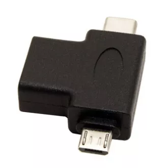 Adaptor USB, (2.0), USB A mamă - microUSB tată + USB C tată, negru, pungă de plastic OTG Adaptor USB, (2.0), USB A mamă - microUSB tată + USB C tată, negru, pungă de plastic OTG
