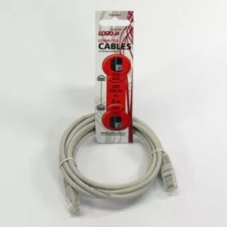 Cablu LAN de rețea UTP patchcord, Cat.5e, RJ45 tată - RJ45 tată, 2 m, neecranat, gri, geantă Logo LOGO