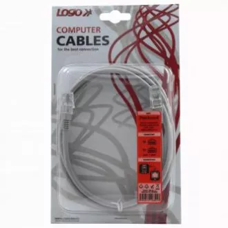Cablu LAN de rețea UTP patchcord, Cat.5e, RJ45 tată - RJ45 tată, 2 m, neecranat, gri, Logo blister