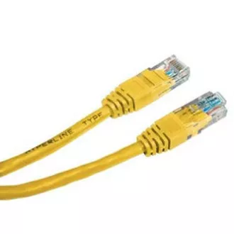 Cablu LAN de rețea UTP patchcord, Cat.5e, RJ45 tată - RJ45 tată, 0,25 m, neecranat, galben, economic, ALIMENTARE