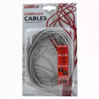Cablu LAN de rețea UTP încrucișat patchcord, Cat.5e, RJ45 tată - RJ45 tată, 3 m, neecranat, încrucișat, gri, pentru a conecta 2 PC-uri, Logo