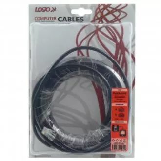 Cablu LAN de rețea UTP patchcord, Cat.5e, RJ45 tată - RJ45 tată, 10 m, neecranat, gri, Logo blister
