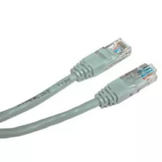 Cablu LAN de rețea UTP încrucișat patchcord, Cat.5e, RJ45 tată - RJ45 tată, 10 m, neecranat, încrucișat, gri, pentru conectarea a 2 PC-uri, eco