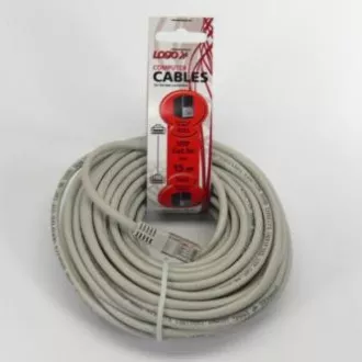 Cablu LAN de rețea UTP patchcord, Cat.5e, RJ45 tată - RJ45 tată, 15 m, neecranat, gri, geantă Logo LOGO