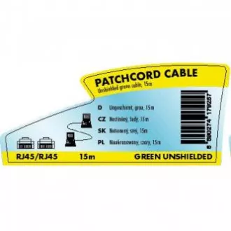 Cablu LAN de rețea UTP patchcord, Cat.5e, RJ45 tată - RJ45 tată, 15 m, neecranat, gri, geantă Logo LOGO