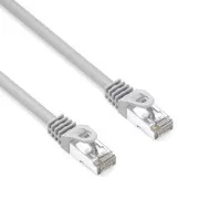 Cablu LAN de rețea S/FTP patchcord, Cat.6a, RJ45 tată - RJ45 tată, 50 m, ecranat dublu, LSOH, gri, 10 Gb/s, economic