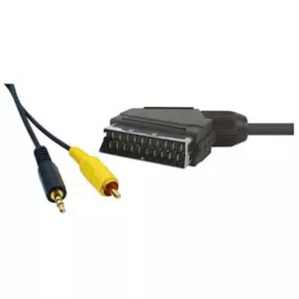 Cablu audio/video SCART tată - CINCH tată + mufă (3,5 mm) tată, 1,5 m, negru